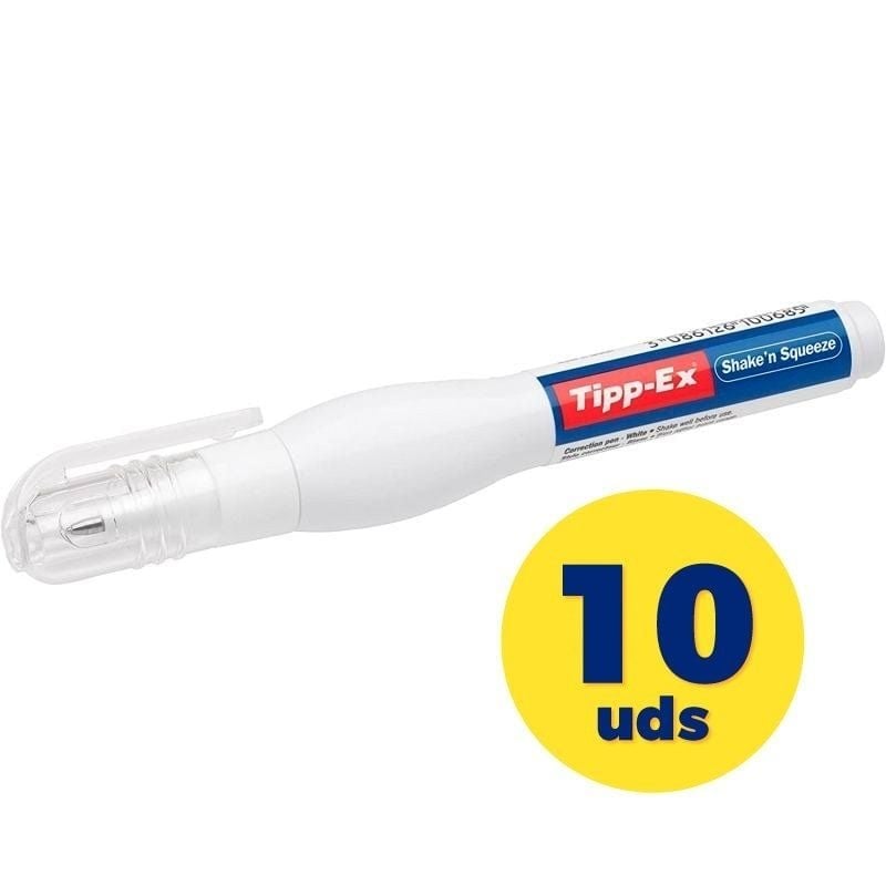 Tipp-Ex Shake'n Squeeze 8Ml Correcteur De Bleus Et De Noirs Correcteur À L'Étui Tipp-Ex - Correção de fluídos, canetas e fitas - corretor líquido, bico metálico, secagem rápida, 8 ml