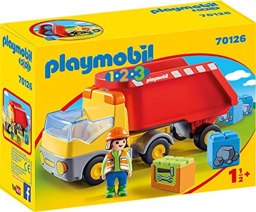 Playmobil 1.2.3 70126 camião e camião basculante PLAYMOBIL - Conjuntos de brinquedos - camião basculante, blocos de concreto, forma arredondada