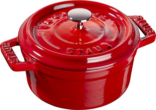 Mini Cocotte STAUD (Vermelho - Aço Inoxidável) STAUB - Fornos holandeses - mini cocotte, aço inoxidável, 0.25L, tampa aço inoxidável, interior esmalte negro mate