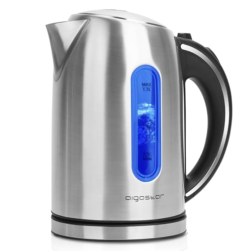 Chaleira Eléctrica AIGOSTAR King30HEXK (1.7 L - 2200 W) Aigostar - Eletrodomésticos de cozinha - 1.7 L, 2200 W, aço inoxidável