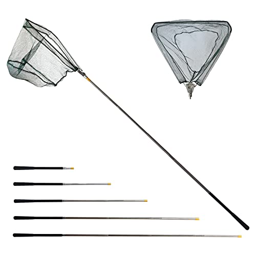 Rede de Pesca Triangular Dobrável 1.9M com Mangueira Telescópica YUSHI - Redes de pesca - triangular, dobrável, 1.9m, telescópica