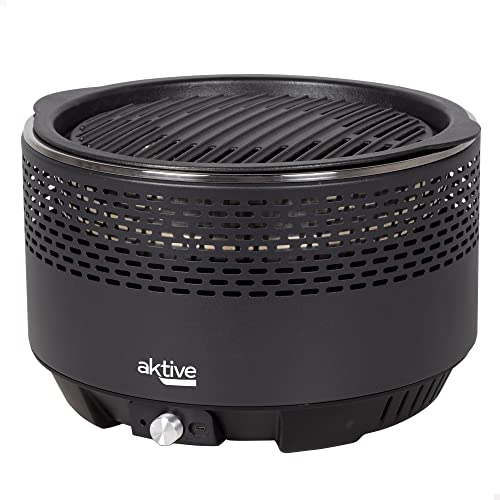 Churrasqueira Redonda Sem Fumaça Preto 2 Em 1 Tampo De Mesa Ø34 Cm AKTIVE AKTIVE - Aquecedores de pratos e travessas - sem fumaça, tampo de mesa, Ø34 cm