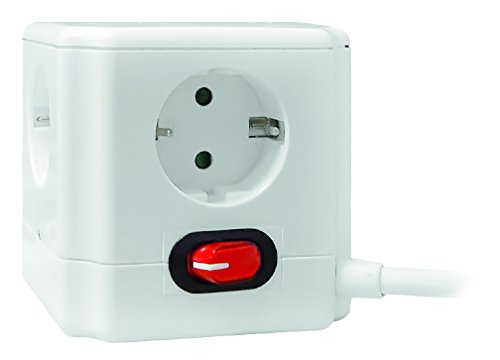 Extensão Elétrica GARZA POWER-BASE MULTI CUBE (4 Tomadas - Tipo F - Branco) Garza - Fios de extensão - 4 tomadas, tipo f, interruptor on/off