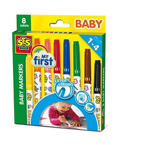Marcadores de Crianças SES CREATIVE (8 Un - Multicor) SES CREATIVE - Marcadores e marcadores de texto - tinta removível, cores vivas, 8 unidades, lavável