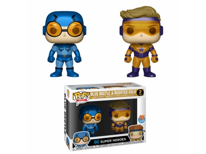 Conjunto de 2 Figuras Funko Pop! Funtastic World: DC - Blue Beetle and Golden Gladiator Funko - Brinquedos - vinil, 9 cm, Blue Beetle, Golden Gladiator