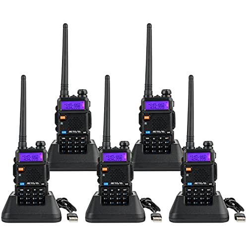 Walkie Talkies Retevis RT5R (128 canais - Até 12 km - Preto) Retevis - Rádios bidirecionais - 128 canais, até 12 km, pmr, classificação ip
