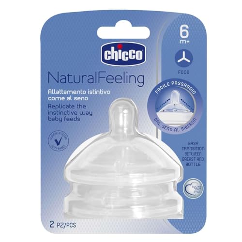 Chicco Natural Feeling 3+6M Flow Control Silicone 2 Pcs Chicco - Bicos e forros para mamadeiras de bebê - papinha, ondulado, deguitação, base estreita