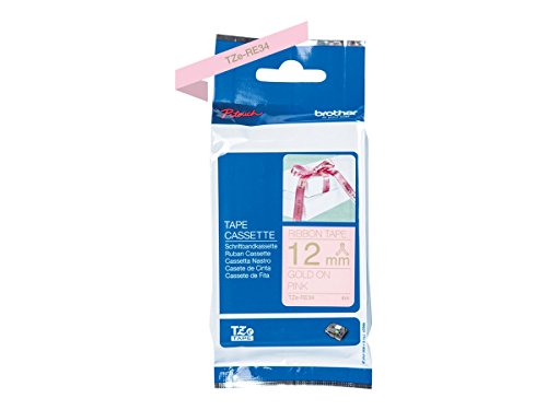 Cassete de Fita de Etiquetar BROTHER TZe-RE34 Dourado sobre rosa Brother - Fitas de etiquetas e recargas - cassete, fita, etiquetar, dourado, rosa