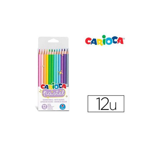 Lápis de Cor CARIOCA Pastel 43034 (Multicor) Carioca - Pasteis de cera - multicor, escolar, mina suave