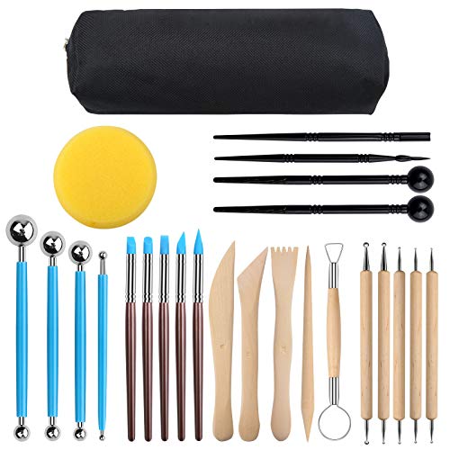 Conjunto de Ferramentas para Modelagem em Argila VIESAP (25 peças) Viesap - Ferramentas de arte e artesanato - ferramentas, modelagem, argila, VIESAP, 25 peças