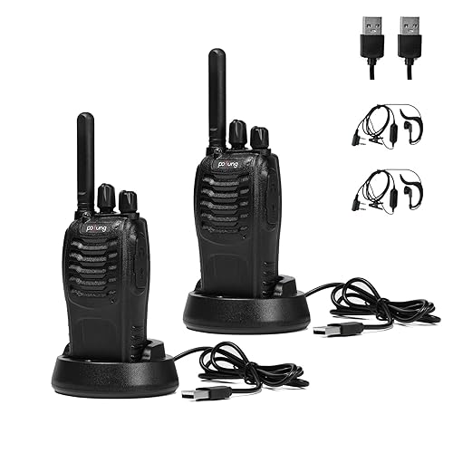 Walkie-Talkie POFUNG PMR446 PT88E (8 Canais - Até 16 Km - Preto) PO FUNG ELECTRONIC(HK) INTERNATIOANL GROUP COMPANY LIMITED - Rádios bidirecionais - 8 canais, 1,6 km, bateria recarregável, funções adicionais