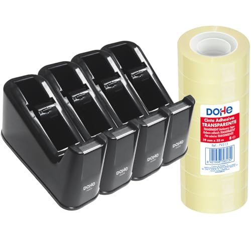 Dispensador de Fita Cola Adesiva DOHE Preto DOHE - Dispensadores de fita - fita cola, adesiva, preto