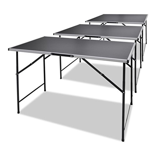 Mesa de Campismo VDX-3P-VDXL (Preto - Aço - 100 x 62 x 82 cm) vidaXL - Conjuntos de móveis - preto, aço, 100x62x82cm