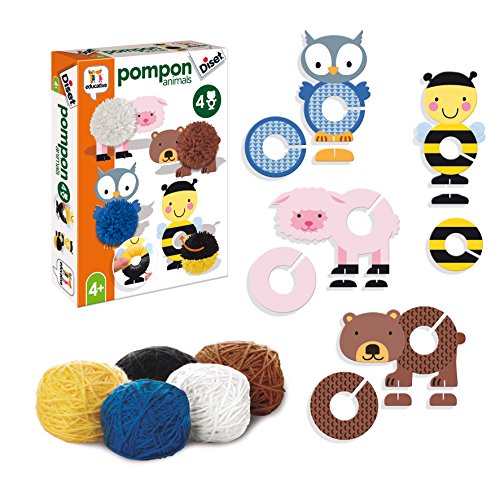 Jogo Didático JUMBO Pompon Animales (Idade Mínima: 4) Diset - Brinquedos - didático, pompons, 4 anos, cores