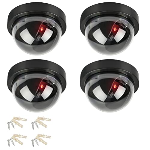 Câmara de segurança DODUOS 4 peças (Branco) DODUOS - Câmeras de vigilância falsas - LED vermelhos, falsa câmara, interiores e exteriores, 2 pilhas AA