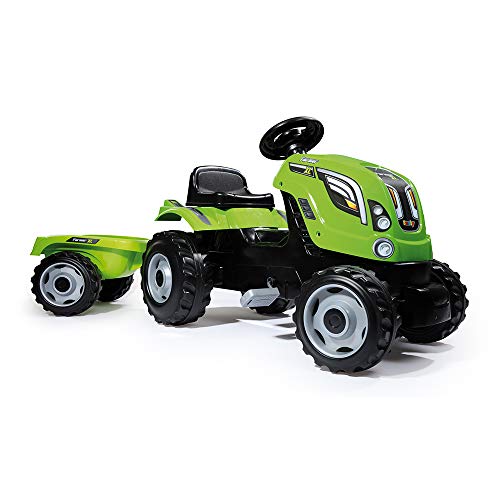 Trator SMoby 3 em 1 com Reboque Verde e Amarelo Smoby - Veículos de empurrar e pedalar - trator, Smoby, 3 em 1, reboque, verde, amarelo