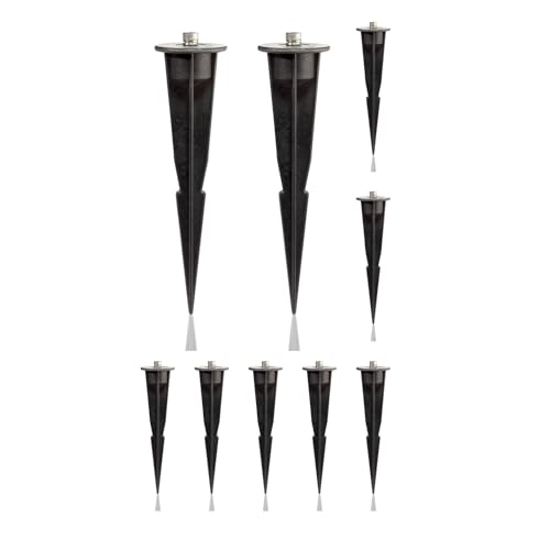 Ledscom.de 9 Peças de Ponta de Terra para Jardim LEDs Com GmbH - Iluminação de caminho na paisagem - 9 peças, ponta de terra, jardim, plástico, preto mate