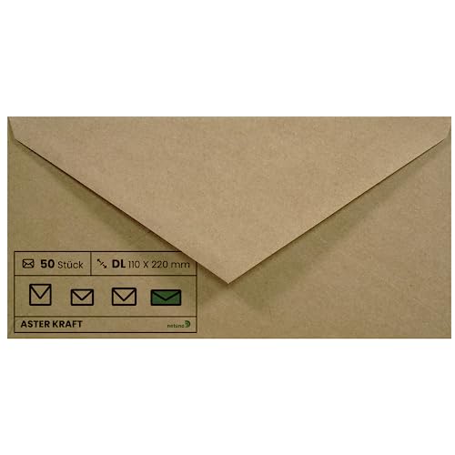 Netuno 50 Folhas Papel KRAFT Castanho Dl 110X220Mm 100G Netuno - Envelopes - papel kraft, castanho, 50 folhas, 100g