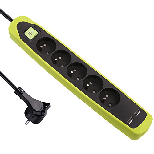 Extensão Elétrica ELECTRALINE 35618 (5 Tomadas) Electraline - Filtros de linha e supressores de surtos - 5 tomas, 2 usb, interruptor on/off, branco
