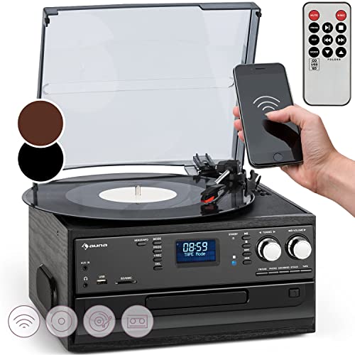 Gira-Discos AUNA BT-01 (Automático - 33 1/3 - 45 - 78) AUNA - Áudio - automático, bluetooth, 33 1/3, 45, '78