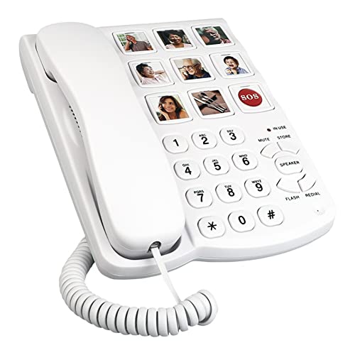 Telefone Fixo com Botões Grandes SPC 858HF Cuifati - Telefones com fios - fácil de usar, teclado tátil, branco