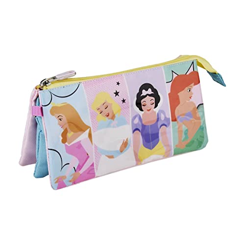 Estojo Infantil CERDÁ LIFE'S LITTLE MOMENTS Princess PRINCESSES DISNEY - Organizadores de mesa - rosa, poliéster, pvc, 3 compartimentos