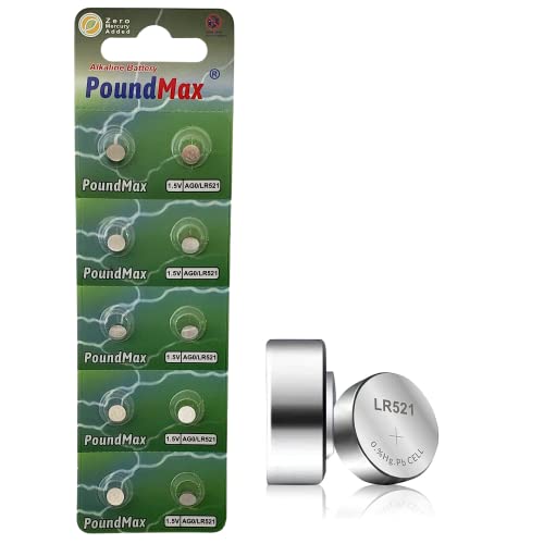 Pilhas Recarregáveis POUNDMAX Alkaline Ag0/Lr63 (10 Unidades) PoundMax - Baterias de uso geral - recarregáveis, alcalinas, Ag0/LR63