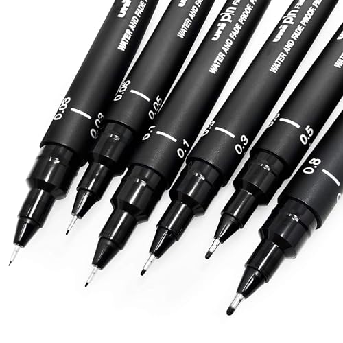 Canetas de Feltro UNI PIN 6 Unidades (Multicor) Uni-Ball - Pin - Canetas - caneta, feltro, tinta à base de água, multicor