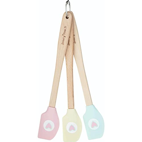 Conjunto de 3 Espátulas de Silicone Sweetly Does It Kitchen Craft - Espátulas - 3 espátulas, silicone, pegas madeira quente, cores pastel, resistente 220ºC