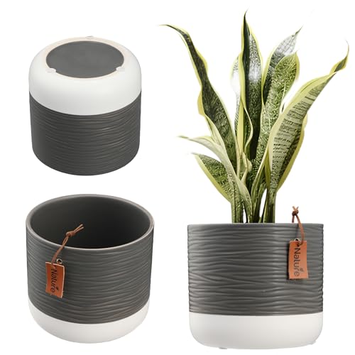 Vaso Plano KADAX (Cerâmica - Cinzento - 12 x 12 x 10.5 cm) KADAX - Móveis de exterior - cerâmica, cinzento, 12x12x10,5 cm
