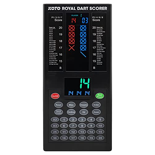 Contador de Pontos KOTO ROYAL Dart Scorer KOTO darts - Alvos de dardos - conta pontos, 8 jogadores, 40 jogos, 400 variáveis