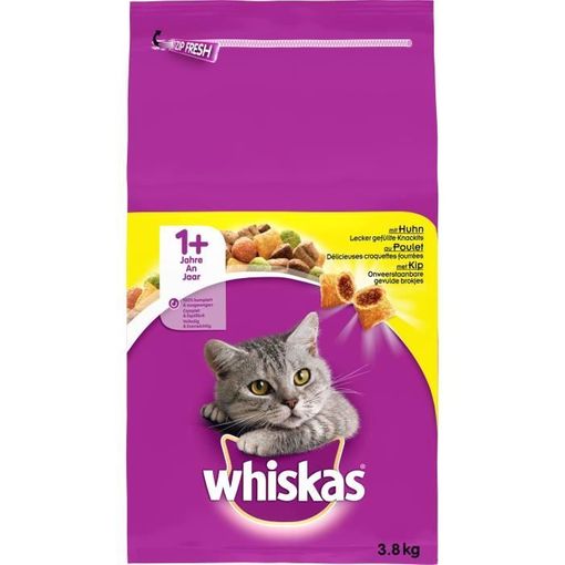 Ração para Gatos WHISKAS (3.8 Kg - Seca - Adulto - Sabor: Frango) WHISKAS - Comida para gatos - seca, adulto, frango, 3.8 kg