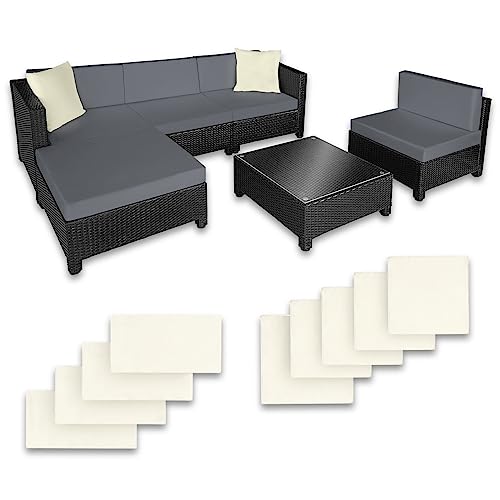 Conjunto de Jardim TECTAKE (Preto - Poli-Rattan - 54x63x97 cm) TecTake - Móveis de exterior - poli-rattan, preto, 54x63x97 cm
