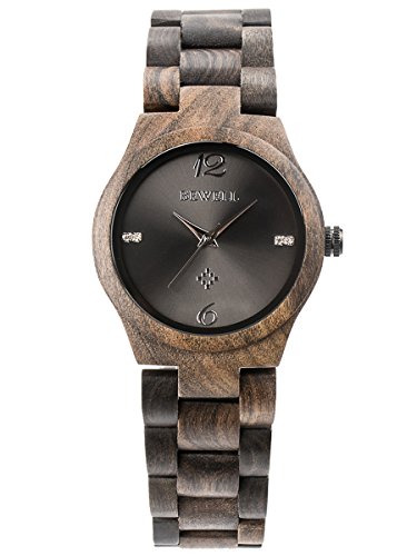 Alienwork Relógio para Mulheres com Pulseira de Madeira de Sândalo Preto Alienwork - Relógios - relógio, mulheres, pulseira, madeira de sândalo, preto