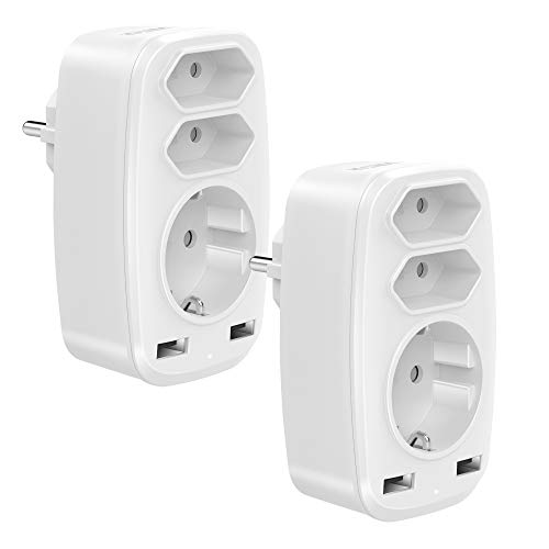 Adaptador VINTAR 2PC Ladron Enchufes Multiples VINTAR - Conversores e adaptadores de viagem - 1.5m, schuko, preto, 3 tomadas, 2 usb