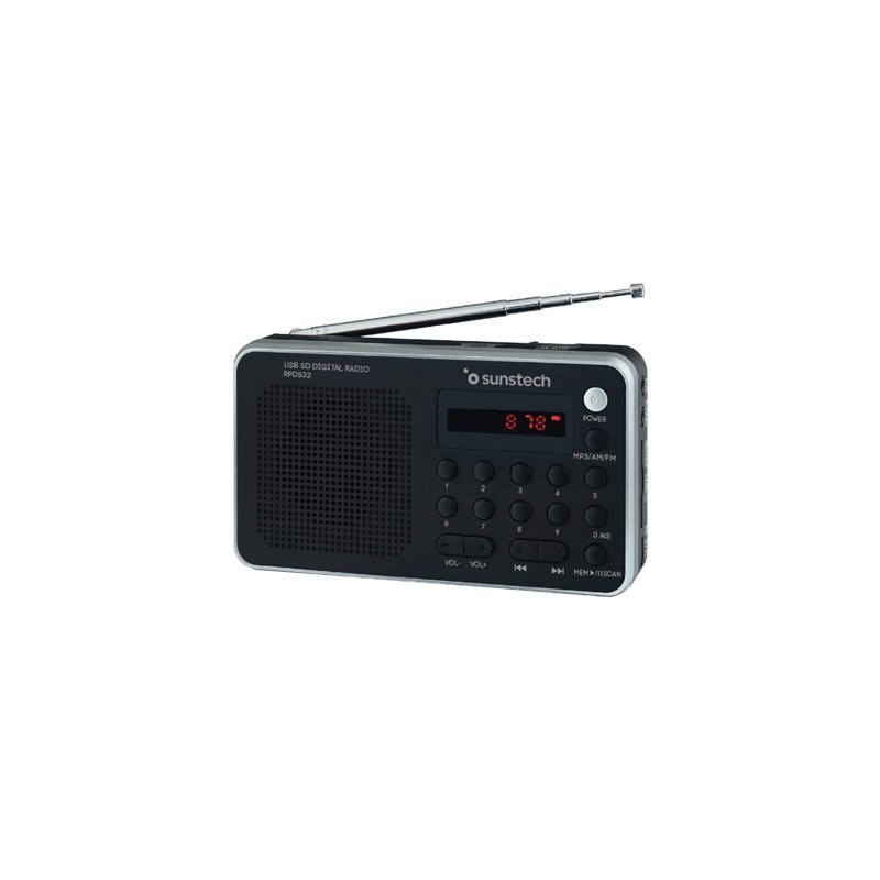 Rádio SUNSTECH RPDS32 (Preto - Digital - FM/AM - Pilhas) SUNSTECH - Radios - digital, fm/am, pilhas