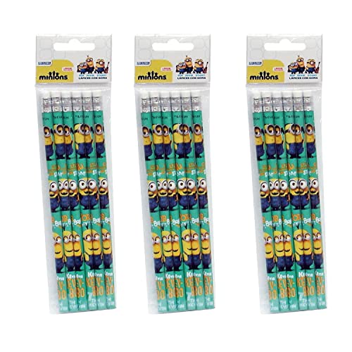 Lápis com Borracha MINIONS (18 Un - Multicor) Papelivi - Lápis - multicor, borracha, coração, 18 unidades