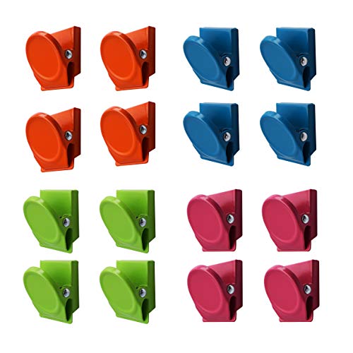 Magnetpro 16 peças Clips metálicas magnéticas de quatro cores Magnetpro - Ímãs de geladeira - 16 peças, clips magnéticos, quatro cores, fixação fácil