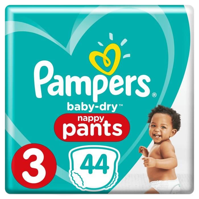 Fraldas PAMPERS Dry Pants 3 (Tam: 44 - 6 a 11 kg) Pampers - Roupa - fraldas, pampers dry pants, 3+, 44-11 kg, fáceis de colocar, cinto ultra-esticado, canais de ar