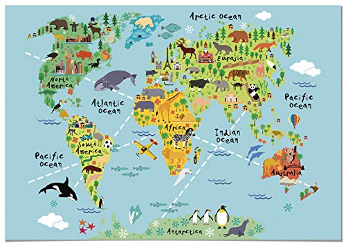 Póster MAPA MUNDI Panorama Póster Infantil Mapa Mundi Animal home & living - Pósteres, impressões e arte visual - mapa, mundi, panorama, infantil, animal