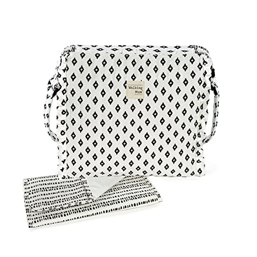 Bolsa Trocador Walking Mum Boho Chic Alça de Ombro Branco Preto e Branco WALKING MUM - Bolsas, carteiras e estojos - alça de ombro, branco preto e branco
