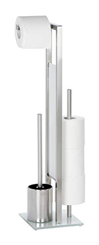 Suporte para papel higiénico WENKO 21564100 Inox Wenko - Porta-papel higiênico - aço inoxidável, prateado, branco, 70 cm