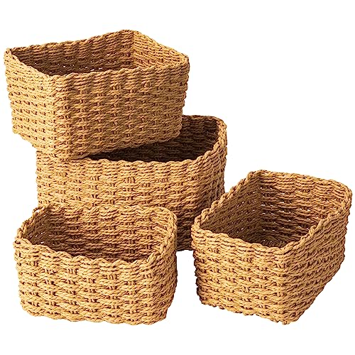Conjunto de 4 cestos de arrumação Revivoer Revivoer - Cestas - mimbre, tampo plástico, pés metal, 4 cestos