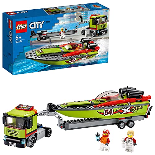 LEGO City - Transportador de Barcos de Corrida - 60254 (Idade Mínima: 5) LEGO - Blocos de encaixe - transportador, barcos, corrida, lego city, minifiguras, piloto