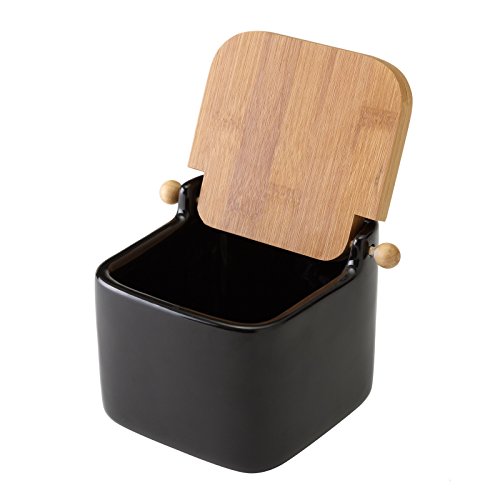 Saleiro HOMEMANIA Bambu (Preto - Cerâmica - 12x12x11 cm) Home Line - Saleiros e pimenteiros - bambu, preto, cerâmica