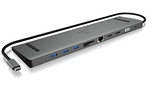 Hub ICY BOX IB-DK2106-C em Preto e Prateado ICY BOX - Estações de acoplamento para laptops - USB Type-C, ethernet lan, 10/1000 mbit/s, microsd, pcie