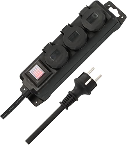 Brennenstuhl 1153130836 extensão elétrica Brennenstuhl - Fios e cabos elétricos - extensão elétrica, 2 m, 3 tomadas, preto