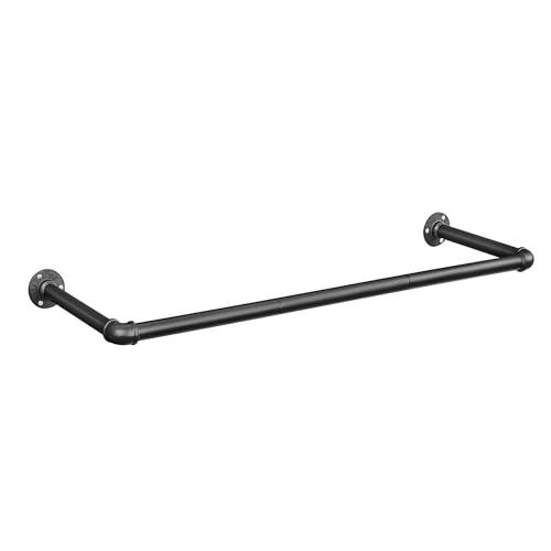 Varão de Parede SONGMICS Industrial (Madeira e Metal - 92x30x7.5cm) SONGMICS - Organizadores de armário e cabideiros - madeira, metal, industrial