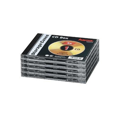 Caixa de Discos HAMA CD Jewel Case Standard, Pack 5 C-shell case Hama - Estojos e organizadores de cd/dvd - poliuretano, transparente, cd, 5 unidades