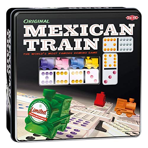 Jogo de Tabuleiro DOMINÓ Tactic Mexican Train Tin Box Tactic - Livros - domino, estratégia, Mexican Train, train engine